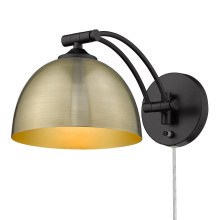 Golden 3688-A1W BLK-AB - Wry Lighting Rey 1-light Swing Arm Wall Lamp in Matte Black and Aged Brass shade